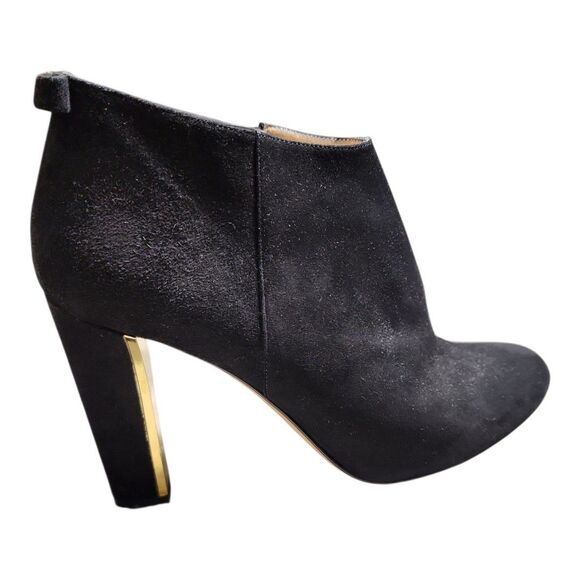 Kate Spade Italy Netta Booties Women Sz 8 Block Heel Black Suede Bow Detail EUC - Picture 1 of 9